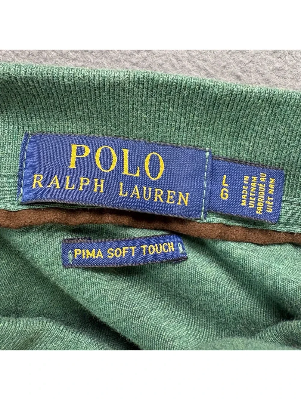 Polo Ralph Lauren Pima Soft Touch Long Sleeve Polo Shirt Large Green Flesh Pony